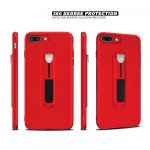 Wholesale iPhone 8 Plus / 7 Plus Runner Slide Stripe Finger Holder Stand Case (Red)